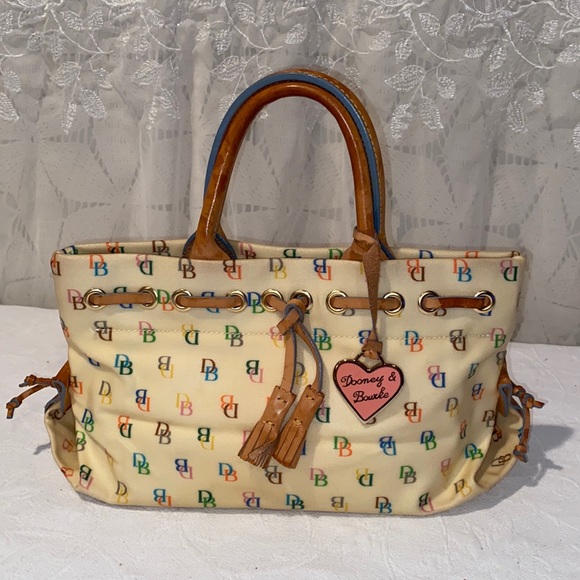 Vintage Y2K Dooney Bourke Monogram Shoulder Bag purse coated cotton